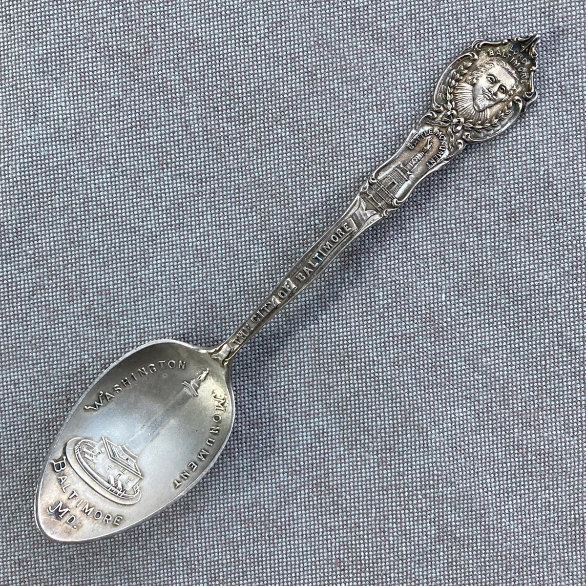 Sterling Silver Baltimore Souvenir Demitasse Spoon Lord Baltimore Relief MD USA