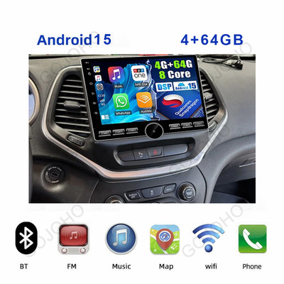 Android 15 For Jeep Cherokee KL 2015-2018 4+64GB Car Stereo Radio Carplay GPS