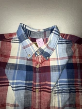 The Foundry Blue Red Plaid Button Up Short Sleeve Shirt Adult Men's Size 2 XLT