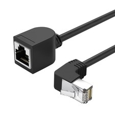 CAT6 Ethernet Extension Cable,90 Degree RJ45 Cords Shielded Male to Female Et...