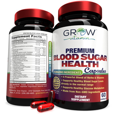 Blood Sugar Support Formula, US MADE,  Maximum Strength Natural Vegan Supplement