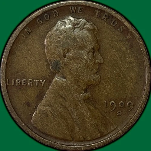 1909-S Lincoln Wheat Cent Very Fine VF Coin #33628