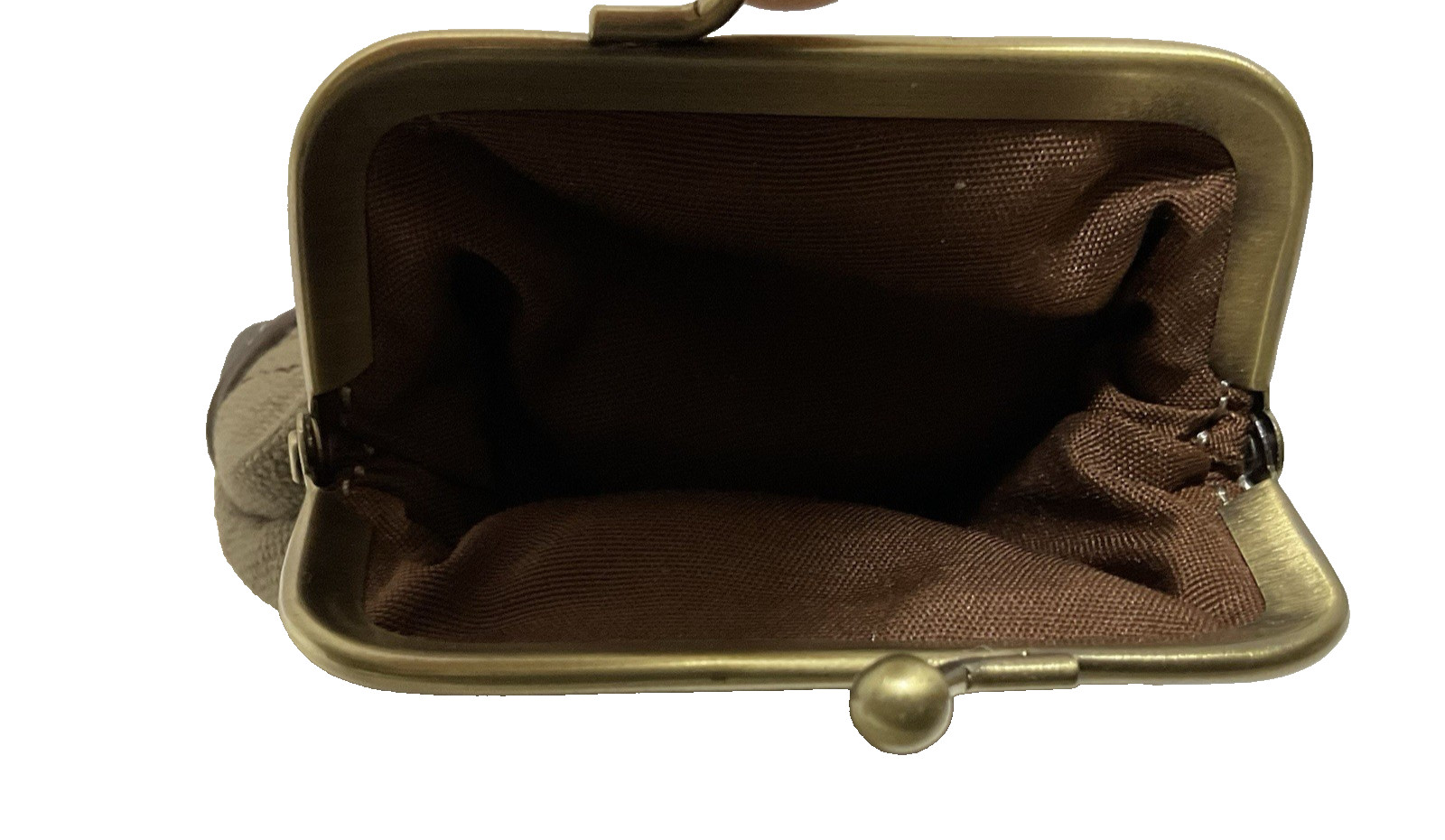 Chala Owl Coin Purse Kiss Clasp Canvas Faux Leather Trim Change Holder 4” X 4”