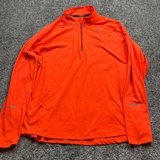 Nike Dri Fit Element Running Top Men Size XL Orange Half Zip Long Sleeve Swoosh