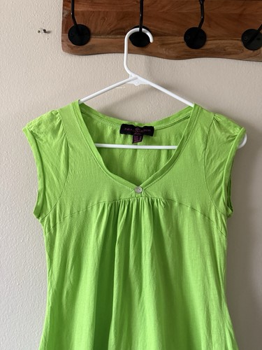 Zara Women's Size S Y2K Lime Green Babydoll Top Empire Waist V-Neck Knit - Picture 4 of 6