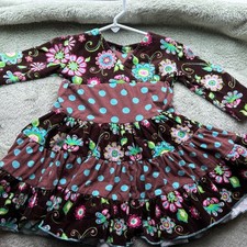 Vintage Corkys Kids Girls 24 Months Vibrant Floral Polka Dot Corduroy Kids Dress