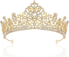 Crystal Crowns for Women Tiaras Bride Royal Queen Crown Princess Tiara Gold 