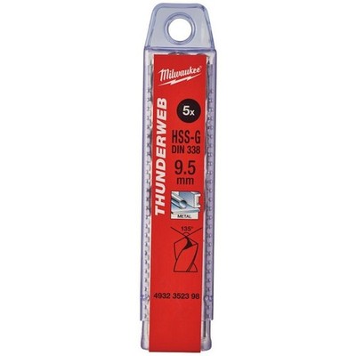 Milwaukee 4932352398 HSS-G Thunderweb Bohrer (DIN338) - 5 Stück - 9,5 x 125 mm