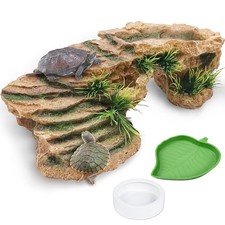 Large Turtle Basking Platform Rock Reptile Resting Terrace Resin Bearded Drag...