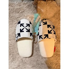 Off White Arrow Motif Slide Slippers White Black HOME Collection S/M