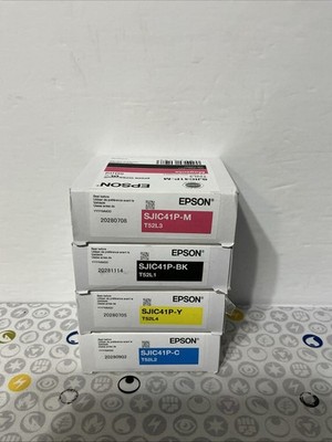 Epson SJIC41P Gloss Black, Cyan, Magenta, Yellow Ink Cartridges ColorWorks C4000