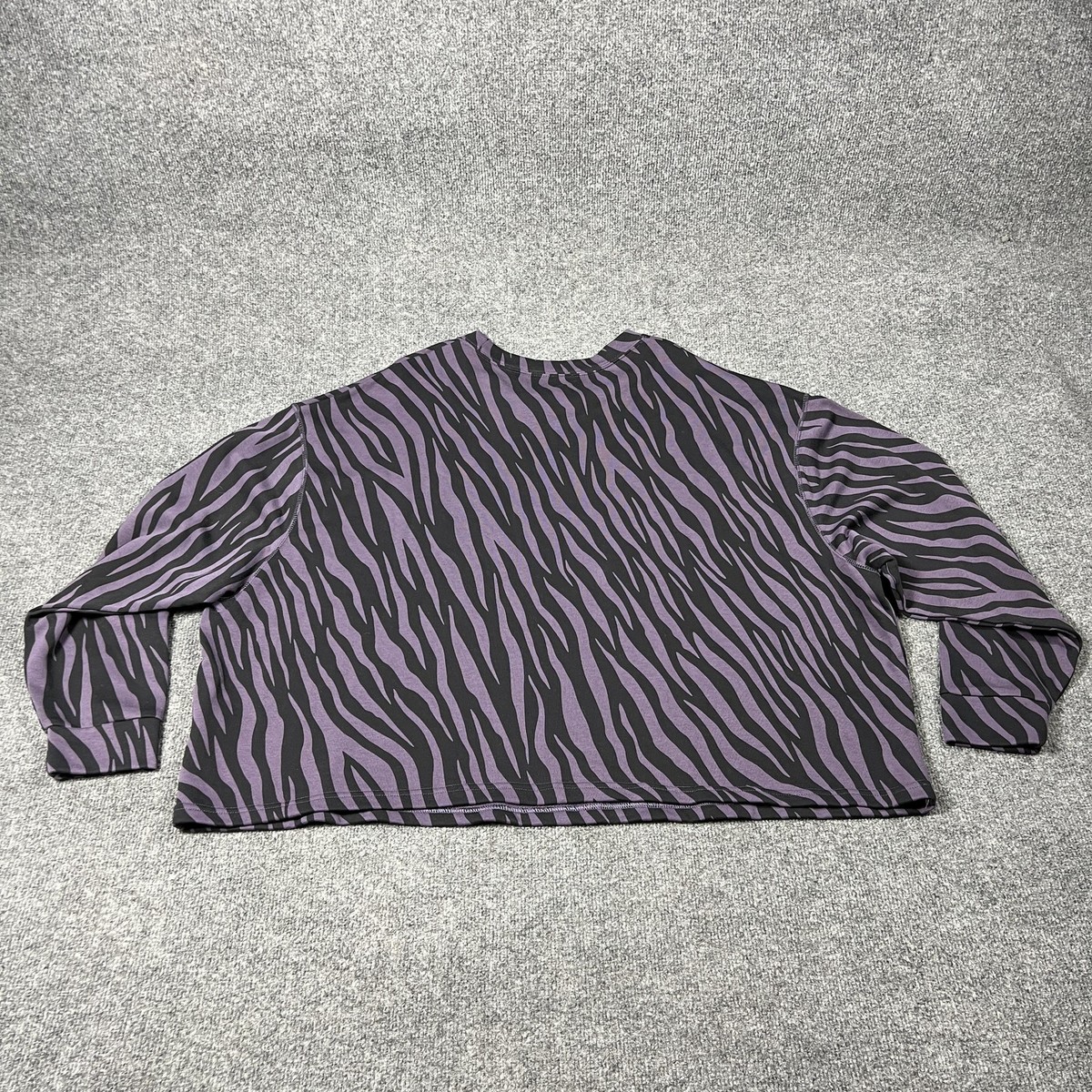 Nike Sweatshirt Womens 3X Purple Black Zebra Print Loose Fit Plus