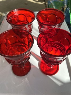 (4) Argus Ruby Red By Fostoria Glass, Water Goblets