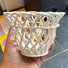 Small White Braided metal basket