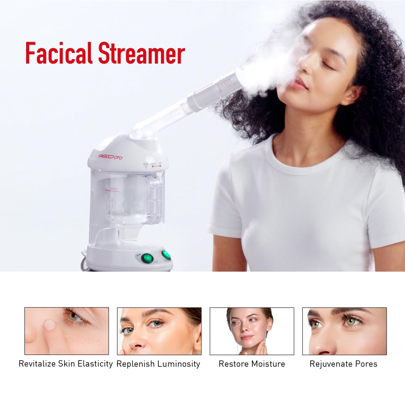 Red Pro 2 In 1 Hair And Facial Steamer For Ultimate Moisture Restoration