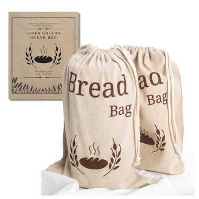 2er Pack Neu Living Natur Leinen Brotbeutel Bio Mischung 2 x Wiederverwendbare Brotbeutel