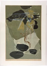 RIKIO TAKAHASHI 20th c. Japanese ABSTRACT WOODBLOCK PRINT Gion Festival 1961