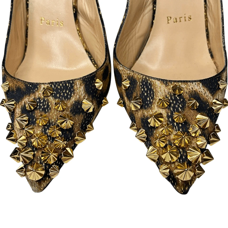 Christian Louboutin Drama Sling 100 Lurex Panthere Stud Pump EU 37 US 7 Tacones Foto 4 de 4