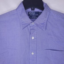 Polo Ralph Lauren Dress Shirt Mens 16 Blue Andrew Two Ply Cotton 32/33