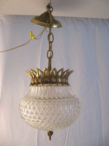 Vintage Mid Century Hollywood Regency Pineapple Pendant Light