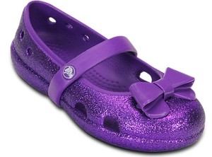 purple glitter crocs