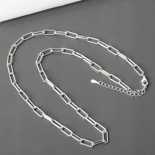Silver Plated Industrial Hip Hop Chunky Paperclip Link Chain Necklace Womens Men