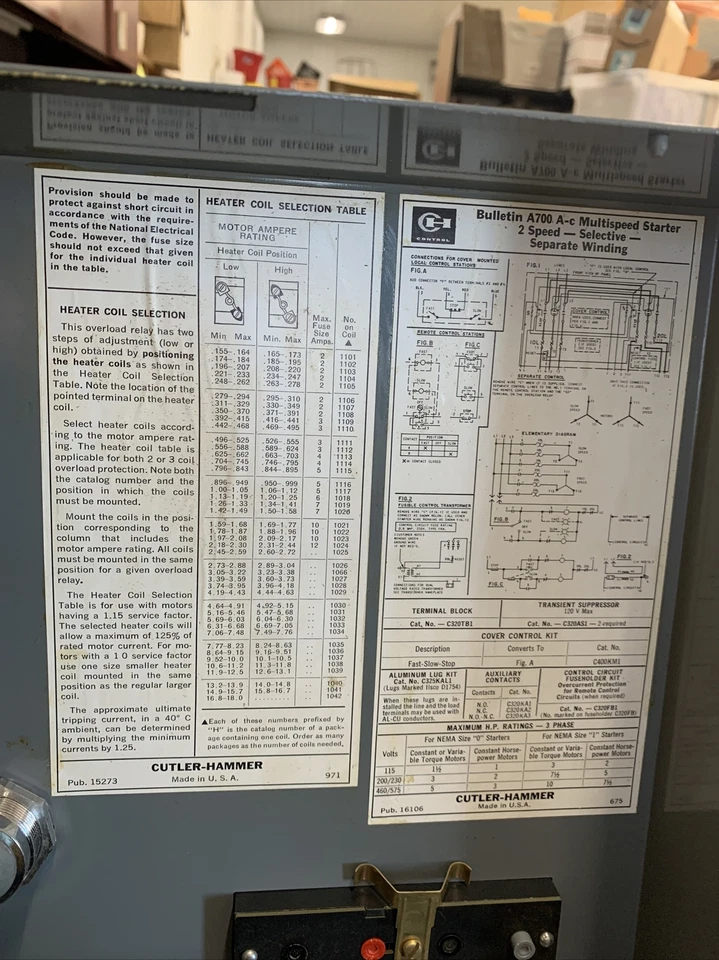 CUTLER-HAMMER ARRANQUE MULTIVELOCIDAD A700BG122A Nuevo Foto 3 de 4