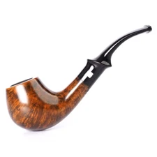 Handmade Briar Pipe 9mm Wooden Tobacco Smoking Pipe Acrylic Curved Saddle Stem 