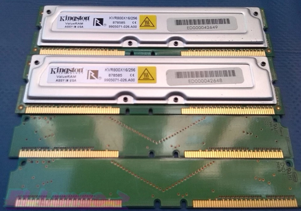 Kit Ram Rambus Rimm Kingstone KVR800x16/256 MB x 2 Totale 512 Mb + Terminatori - Immagine 3 di 4