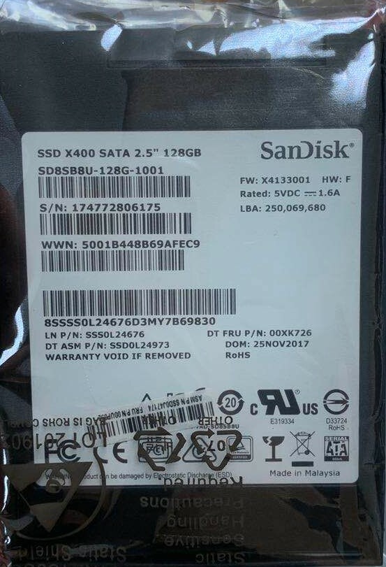 128GB Samsung or SanDisk 2.5'' SSD Solid State Drive SATA III