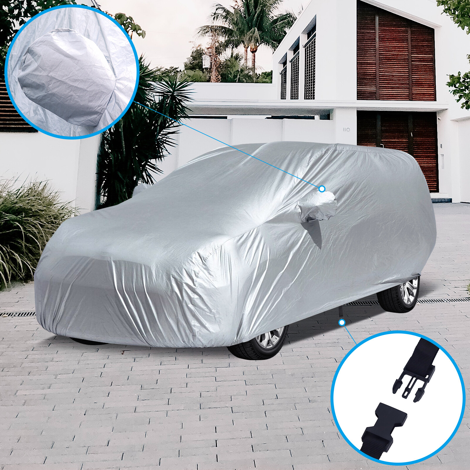 M/L/XL/XXL Car Cover Waterproof Outdoor Rain Dust Snow UV Resistant