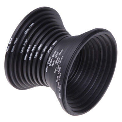18pcs Camera Lens Filter Adapter Kit 9pcs Step Up Ring & 9pcs Step Down Set
