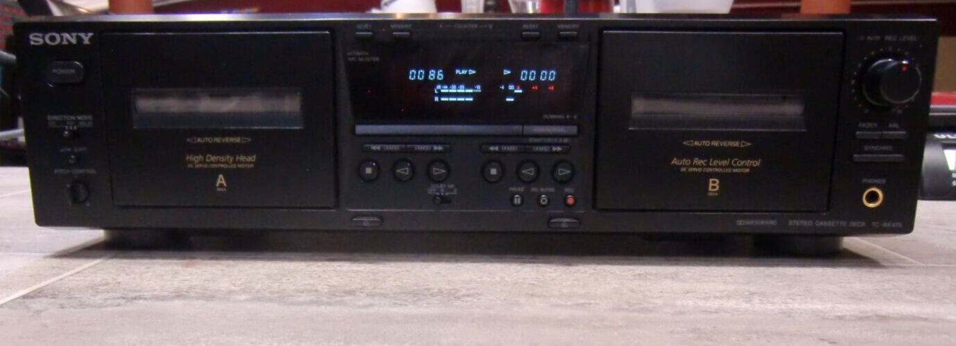 Sony TCWE475 Dual Stereo Cassette Tape Deck Recorder Player Fully