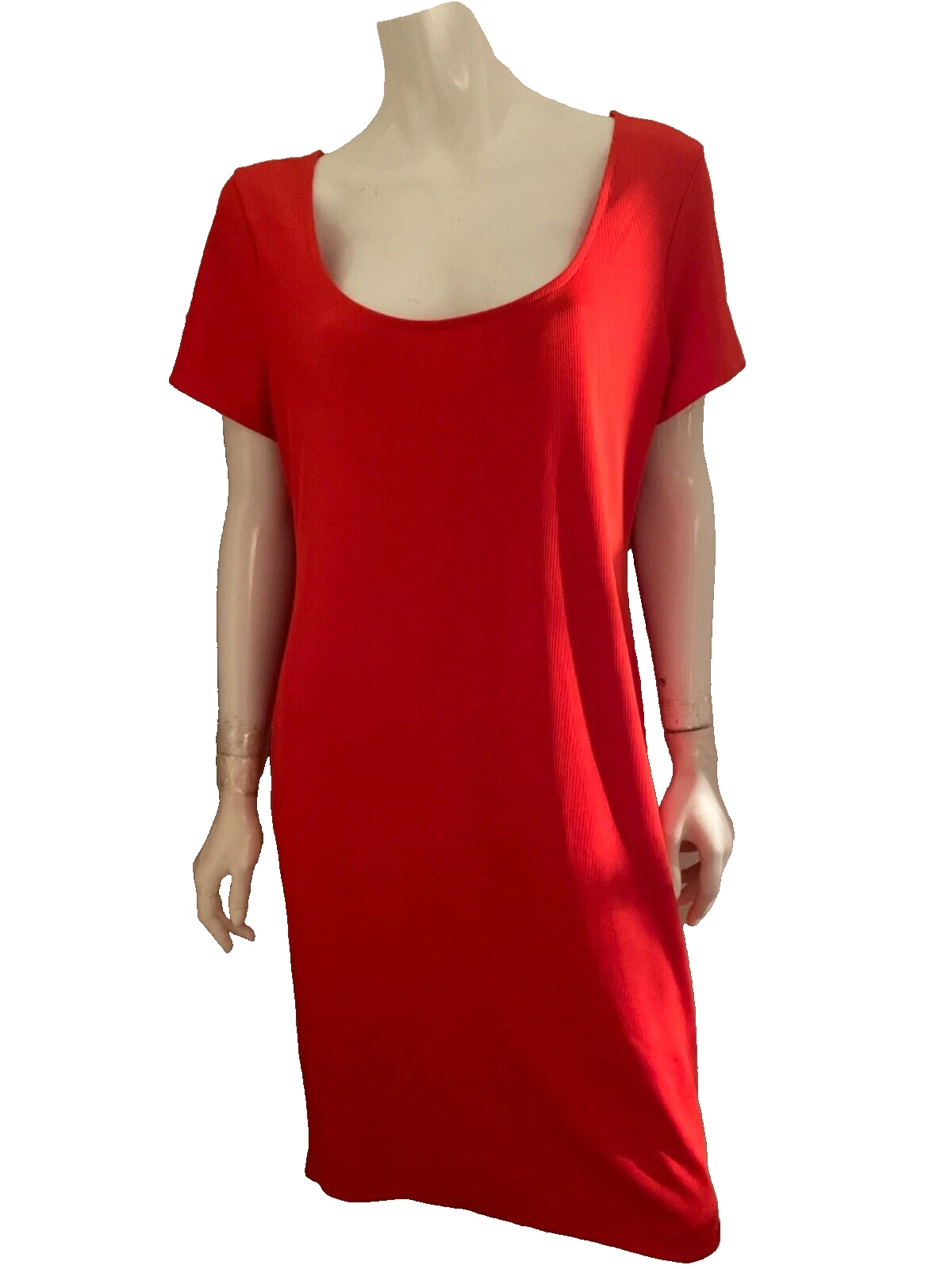 H&M abito in maglia a costine primaverili XL arancione rosso scollo a scoop NUOVO OTTIMO DA INDOSSARE SAN VALENTINO