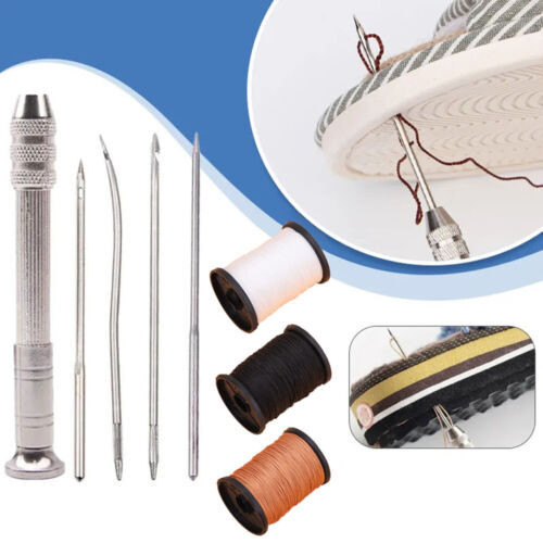 Juego de agujas de coser de cuero chal de costura agujas hilo dedal zapato herramienta de reparación - Imagen 1 de 16