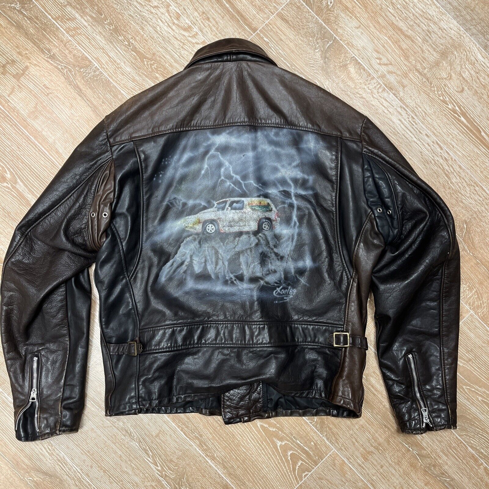 Vintage Schott Leather Jacket Hand Painted Punk R… - image 1