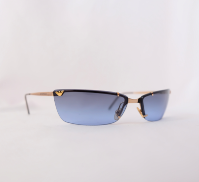 Emporio Armani 170-S Vintage Y2K Sunglasses Gold Frame Blue Lens
