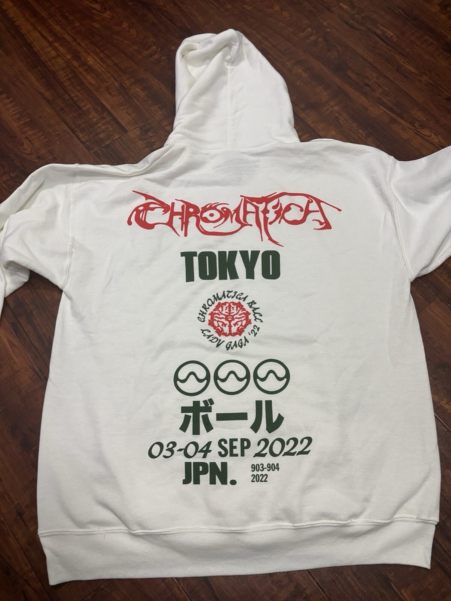 LADY GAGA THE CHROMATICA BALL TOUR TOKYO CITY WHITE HOODIE Size