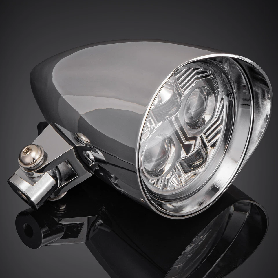 Chrome Motorcycle Bullet Headlight Assy For Harley Chopper Bobber Dyna Softail - Image 3 of 4
