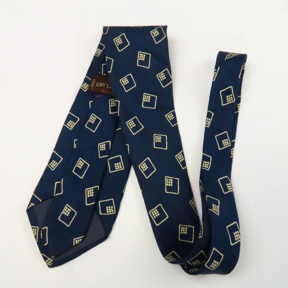 Guy Laroche Paris Azul Tostado Geométrico Cajas Vaso Elegantes 60"x3.25" Largo Foto 4 de 4