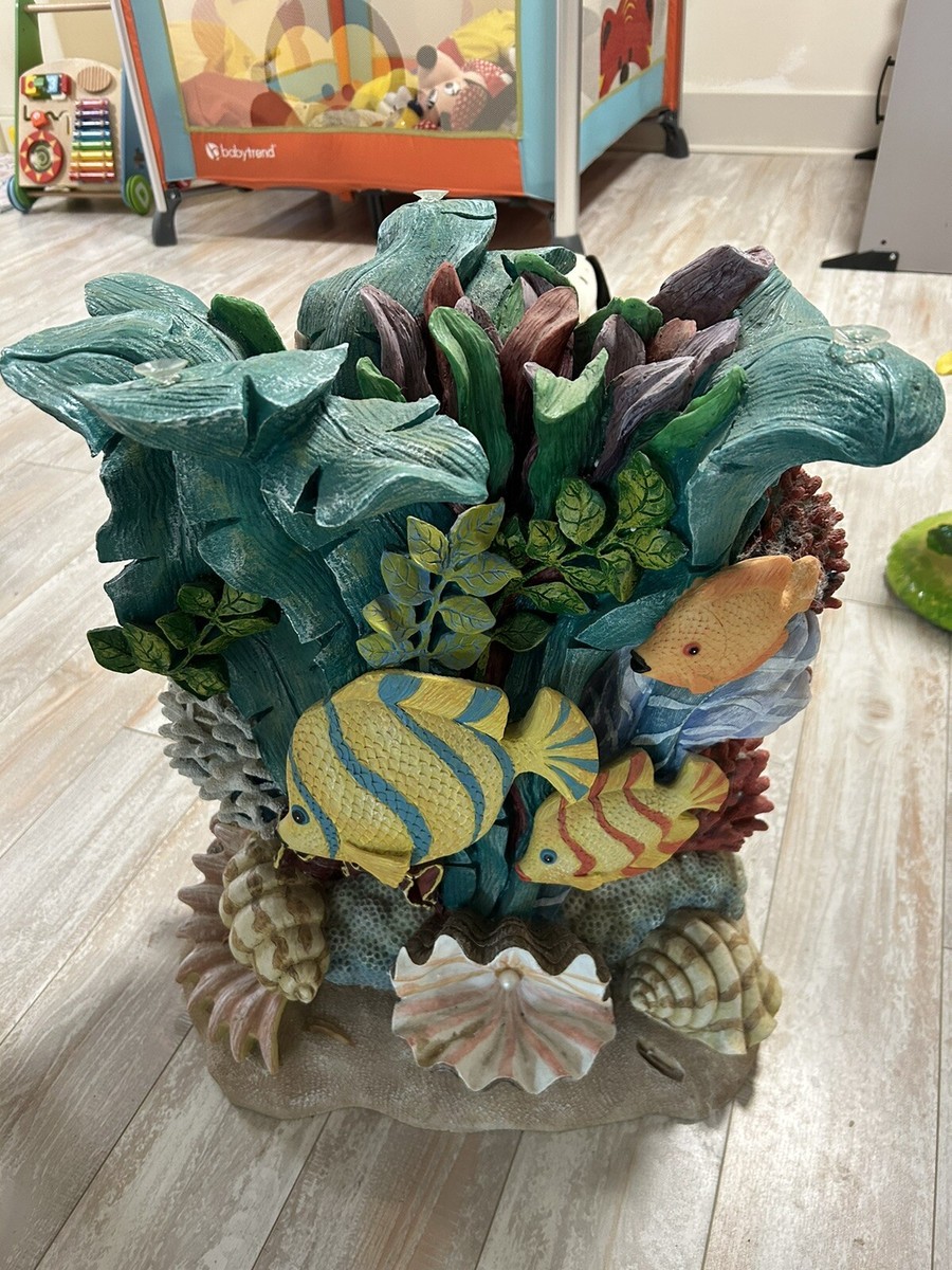 魚置物 RARE 1998 Hand Painted Plaster 3D Aquatic Side Table