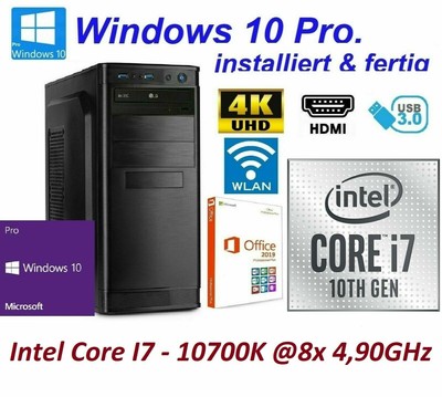 0BÜRO PC COMPUTER OFFICE Intel I7 10700K 8x 3,80GHz 64GB DDR4 500GB SSD 4TB +1