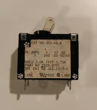 HEINEMANN JA2-A8-A CIRCUIT BREAKER 3 AMP/ 3.75 AMP TRIP/ 240 V 2 POLE OLD STOCK