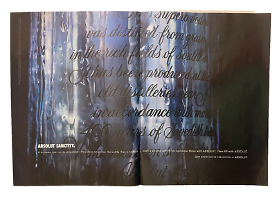 Absolut Vodka Print Ad Absolut Sanctity 2 Page Ad Still Attached