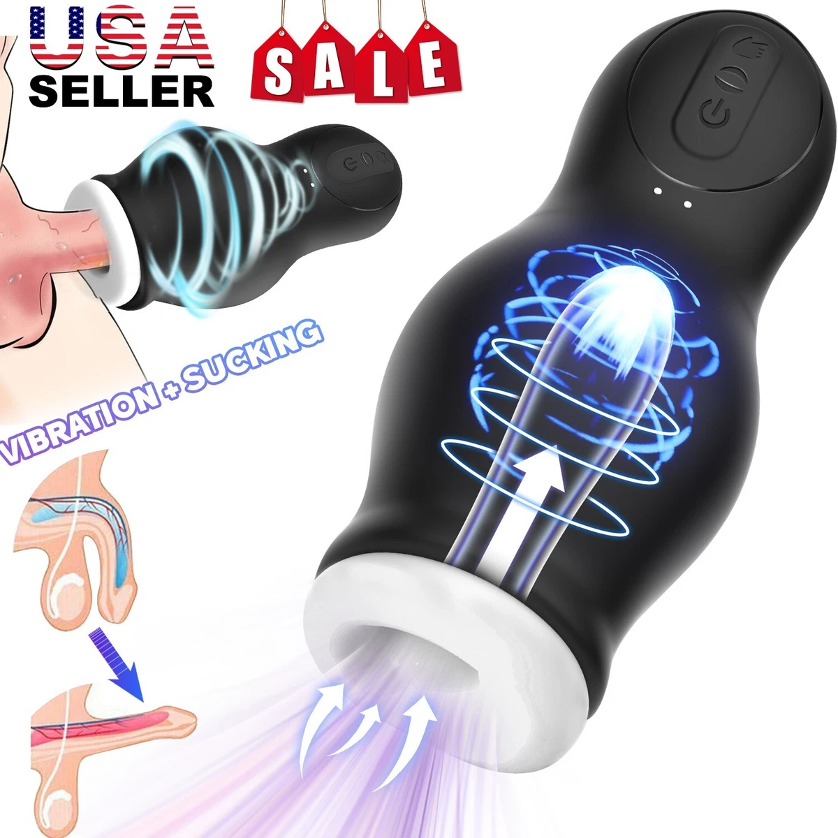 Male Automatic Sucking Masturbators Cup Blowjob Machine Stroker Adult Sex  Toy US | eBay