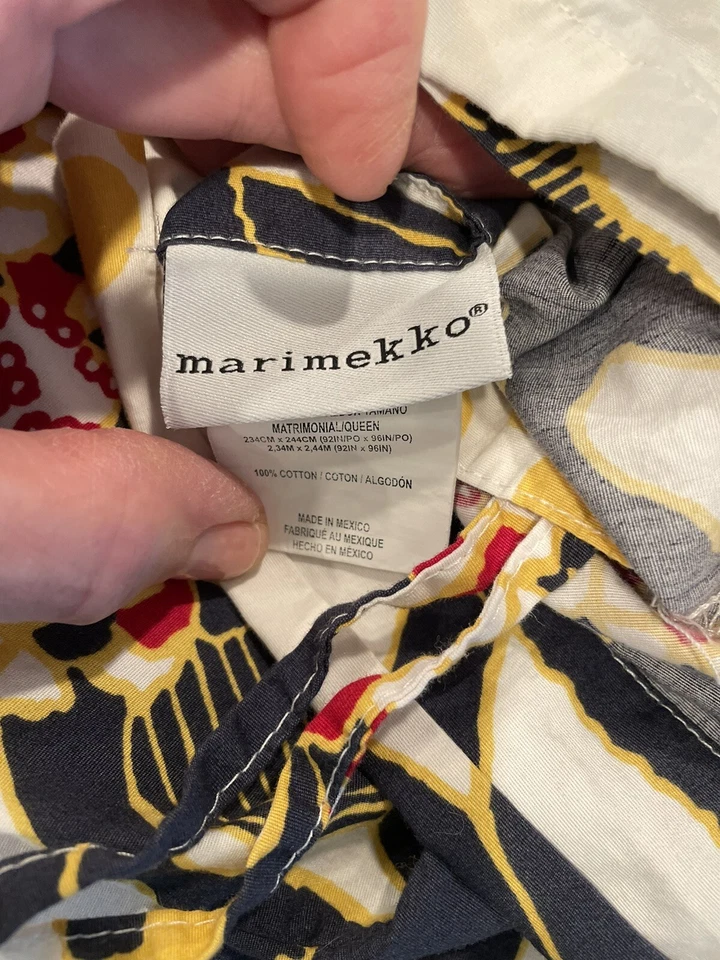 Edredón Marimekko Raro Ritva Completo/Reina y 2 Fundas Dorado Azul Marino Foto 3 de 4