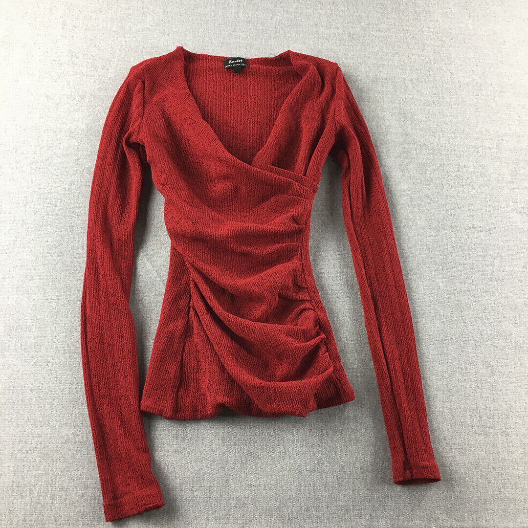 Bardot Womens Knit Sweater Size 6 Red V-Neck Pull… - image 1