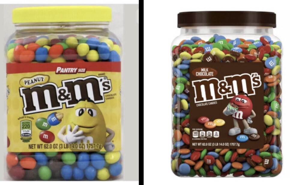 Bulk 2 Pack M&M's Peanut Chocolate & Milk Chocolate Candy Pantry