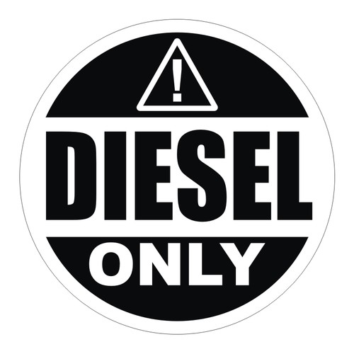 4" Diesel Only Vinyl Decal / Sticker / Label Fuel Door Label Round