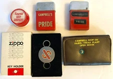 Campbells Soup Vintage Warhol Zippo Lighter Tobacciana Keychain Pencil Sharpener